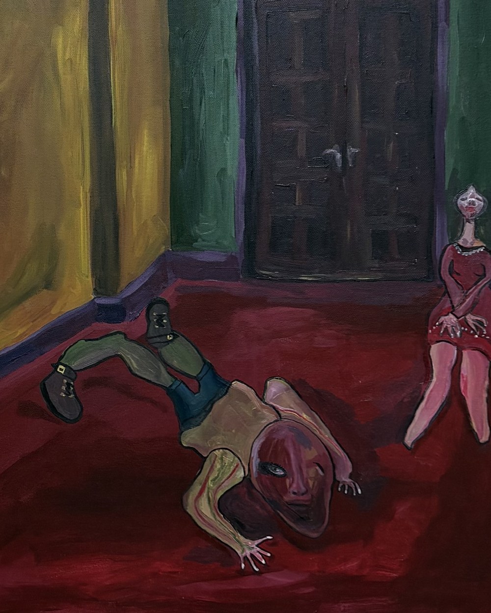 The Corridor, detail of the crawling figure and the seated woman