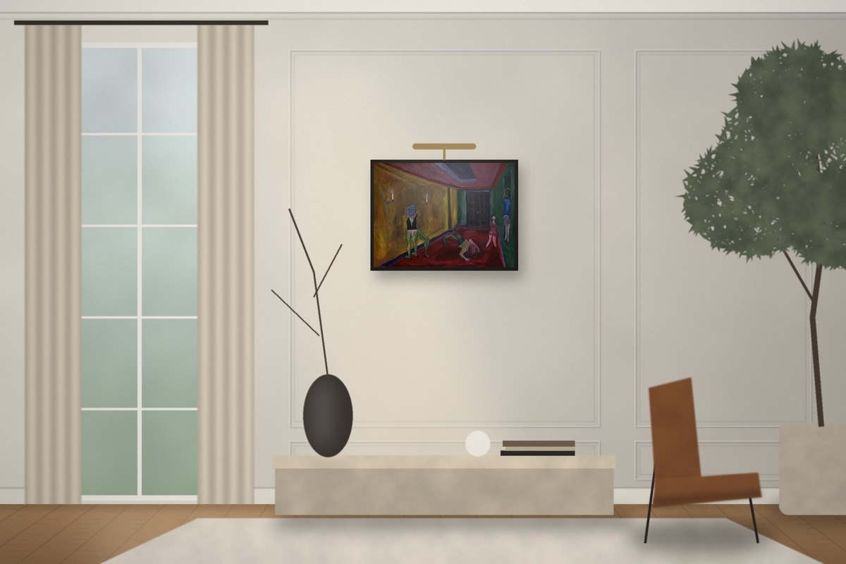 The Corridor, shown at true size in a tall panelled room with French windows
