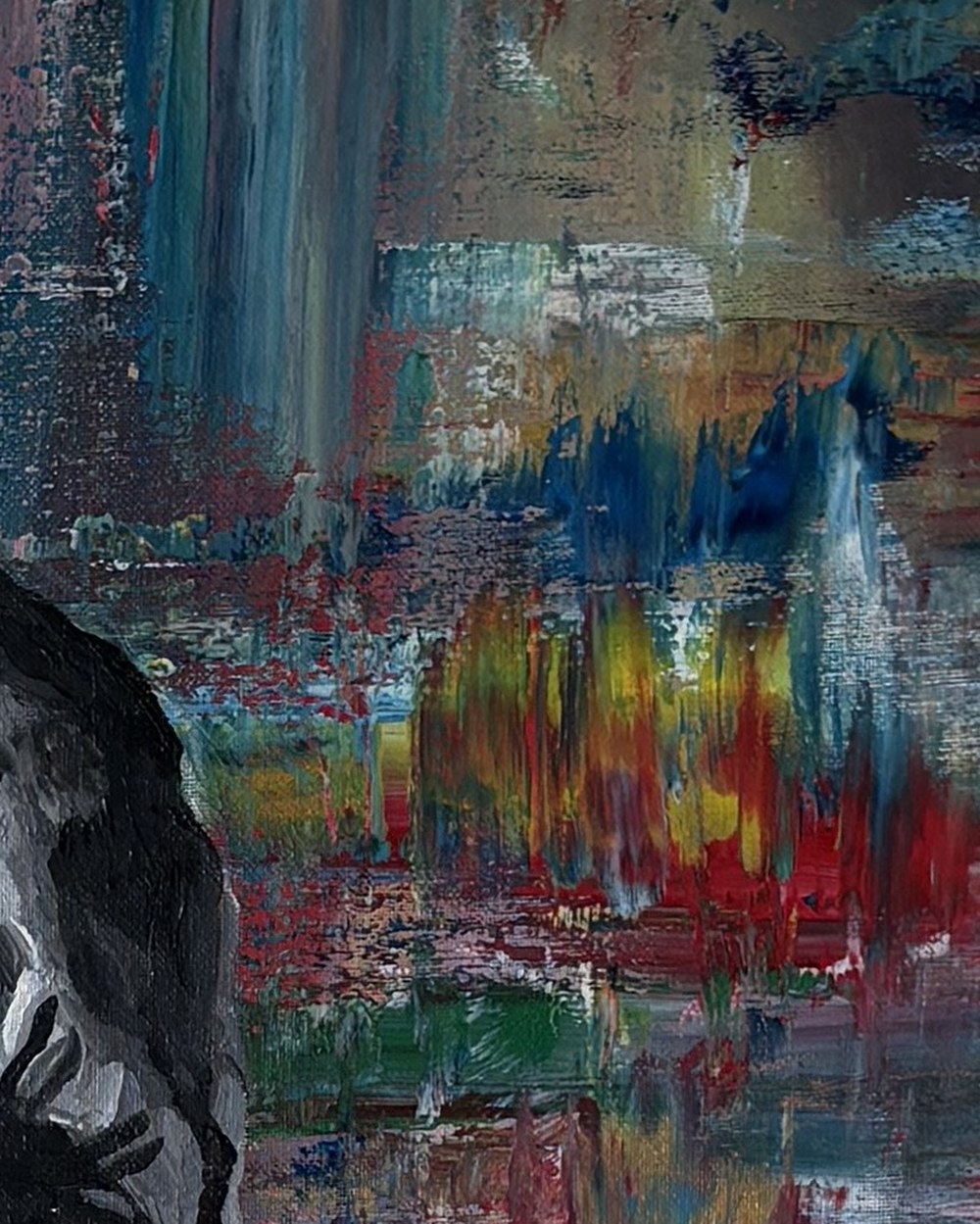 The Creator, detail of the dragged colour in the background