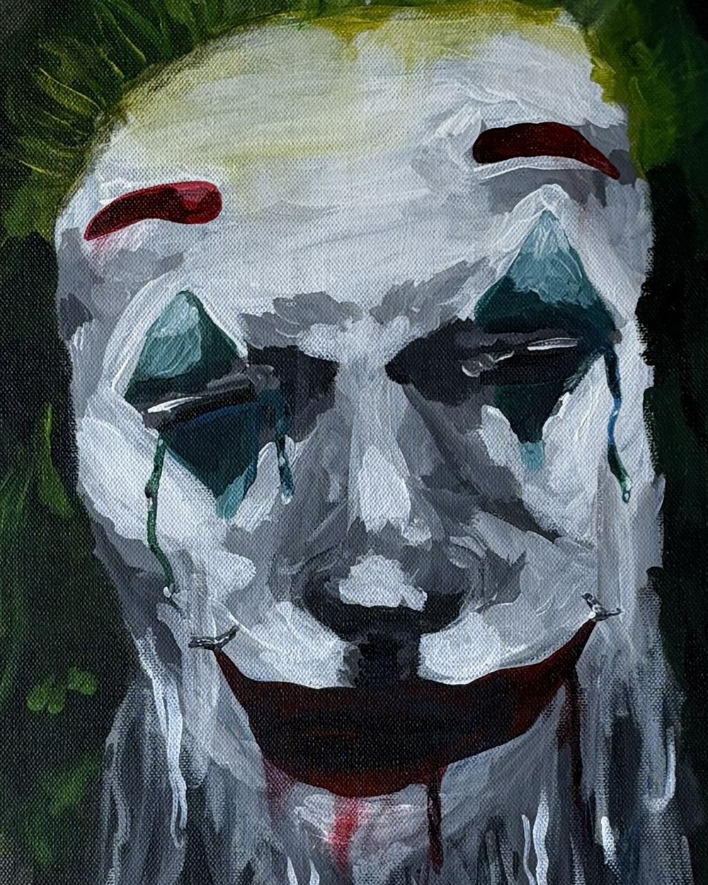 The Last Laugh, detail of the painted face and eyes