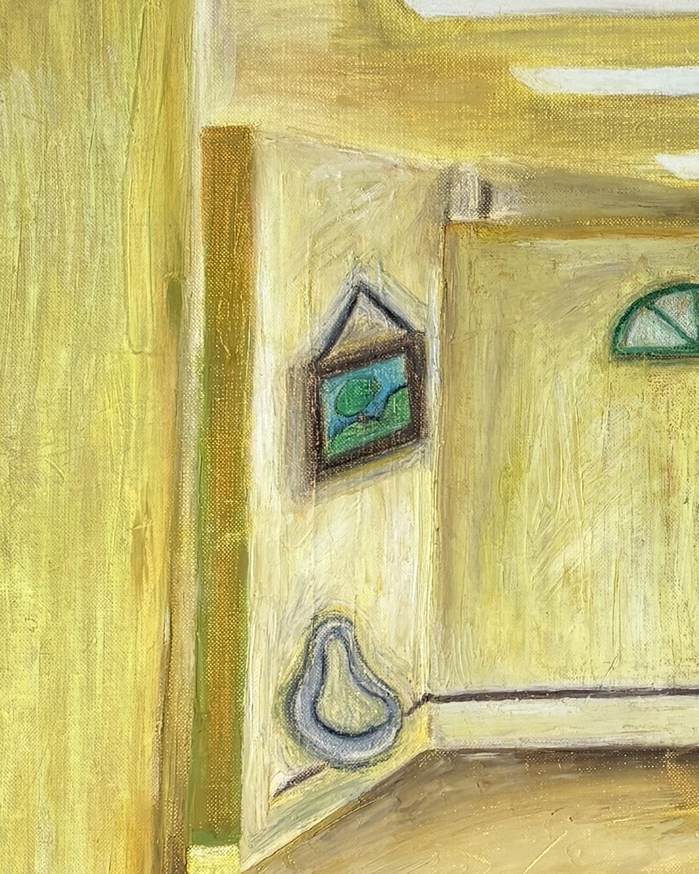 The Waiting Room, detail of the framed picture and sink on the wall